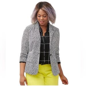 Lane Bryant Modernist Collection One Button Black & White Blazer, Size 28